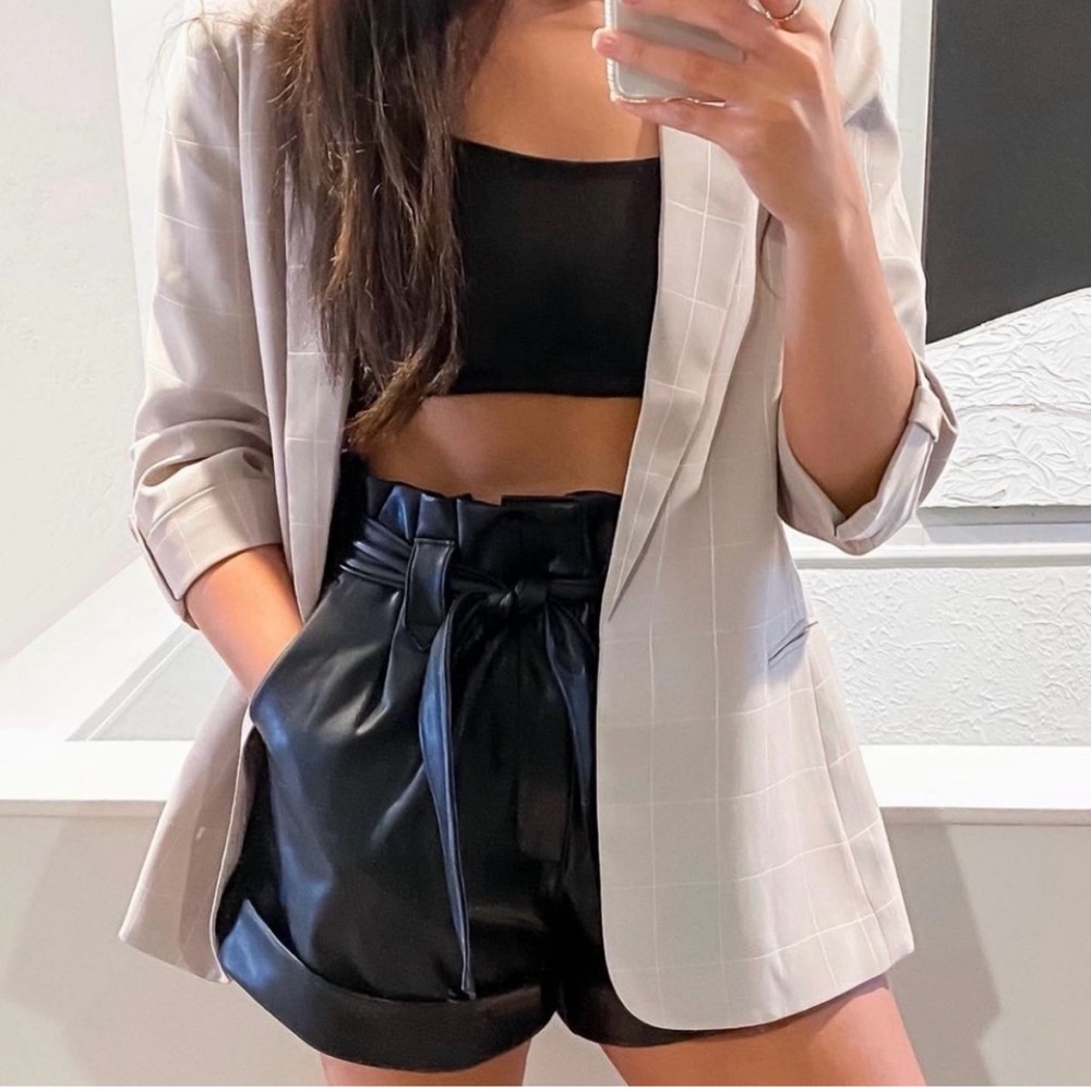 Abercrombie & Fitch Vegan Leather Belted Shorts